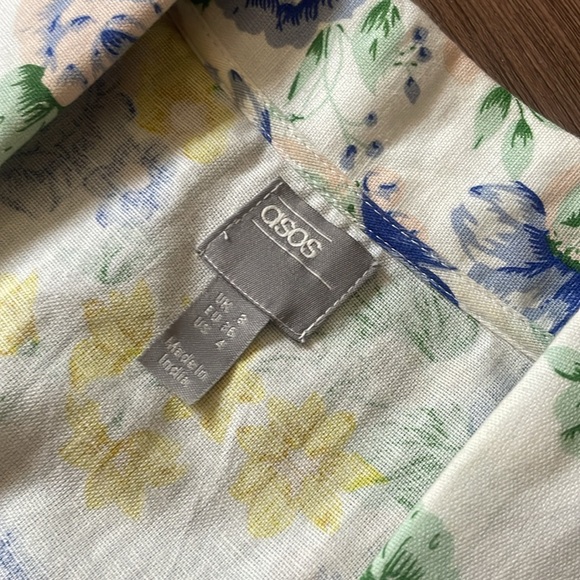 ASOS DESIGN cotton/linen floral print button front collar jumpsuit,Vintage look! - Picture 8 of 10